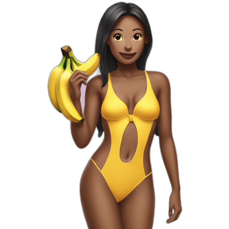 sexy woman eating banana swimming suit emoji