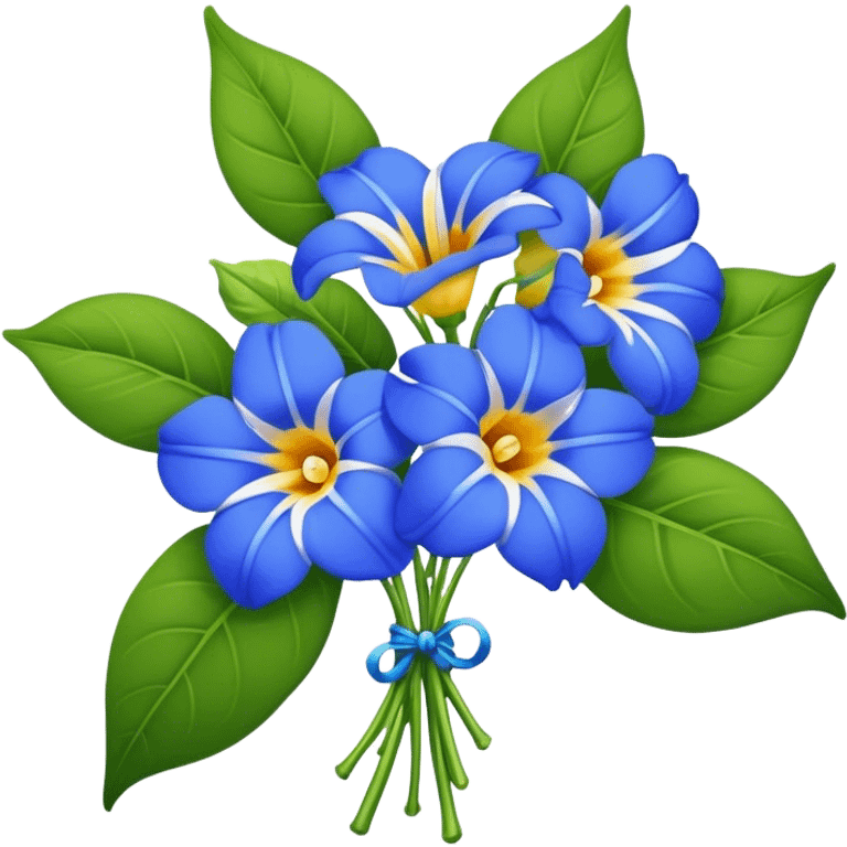 luxuriant, big bouquet Blue Thunbergia, stem, leaf emoji