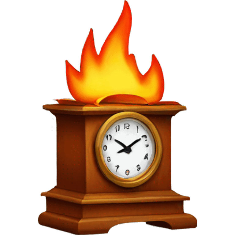 fire clock with book emoji