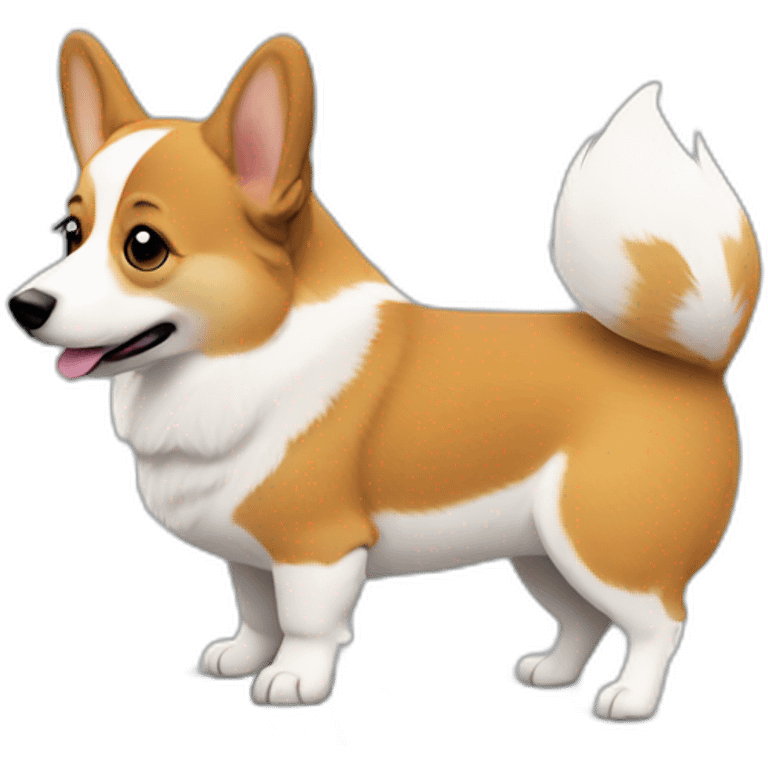 corgi using a laptop, view from behind emoji