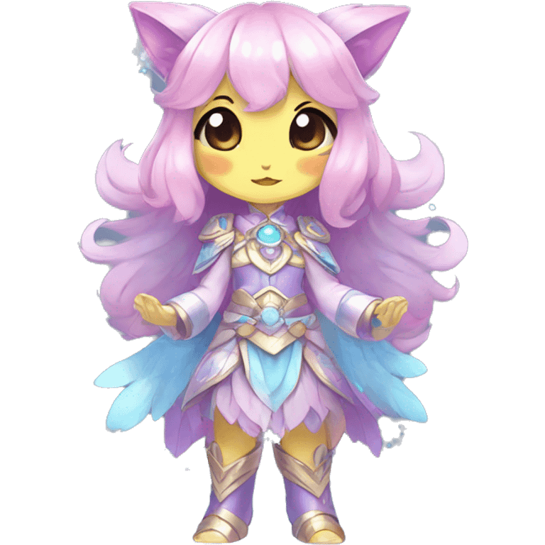 Cute Kawaii Chibi Anthro Sona Colorful Ethereal Pretty see Godly Celestial Shiny Fakemon Full Body emoji