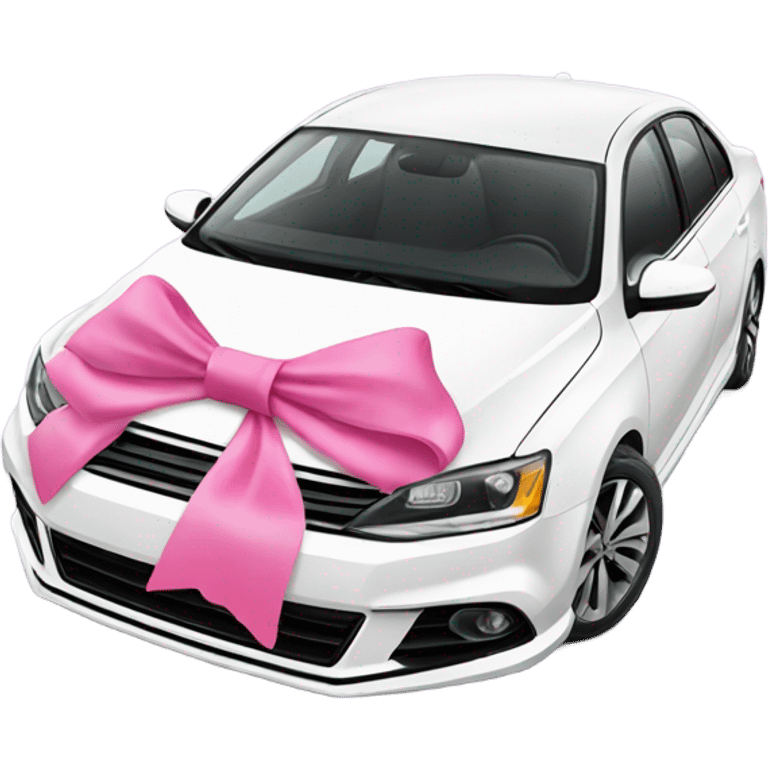 White Jetta GLI with a pink bow on top emoji