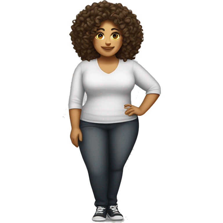 Plus size Latina curly headed woman emoji