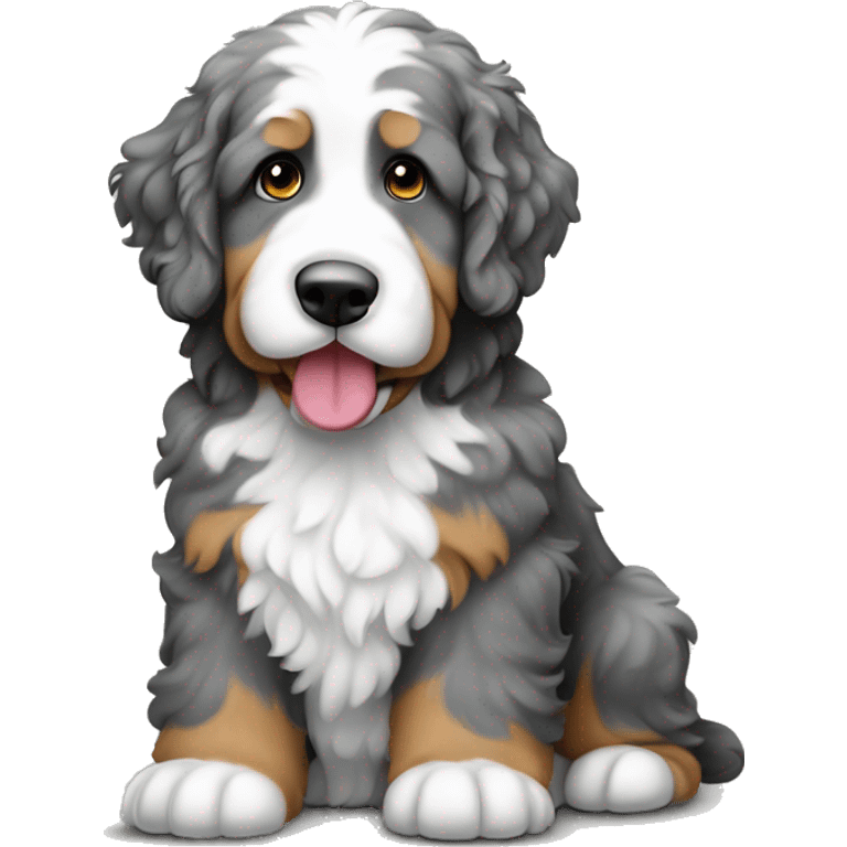 sitting merle colored bernedoodle emoji