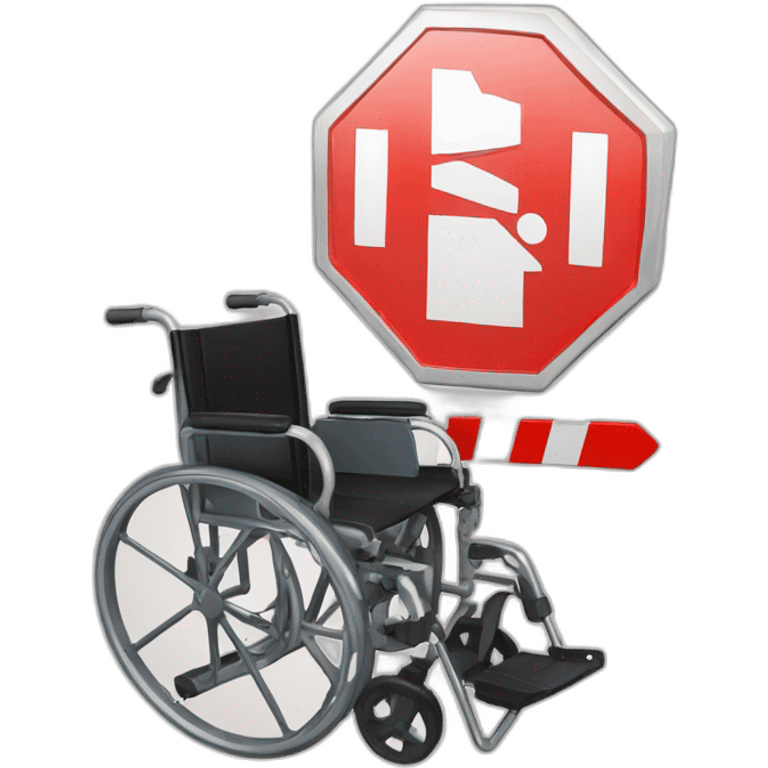 stop sign  in the wheel of a wheel chair with stop sign  emoji