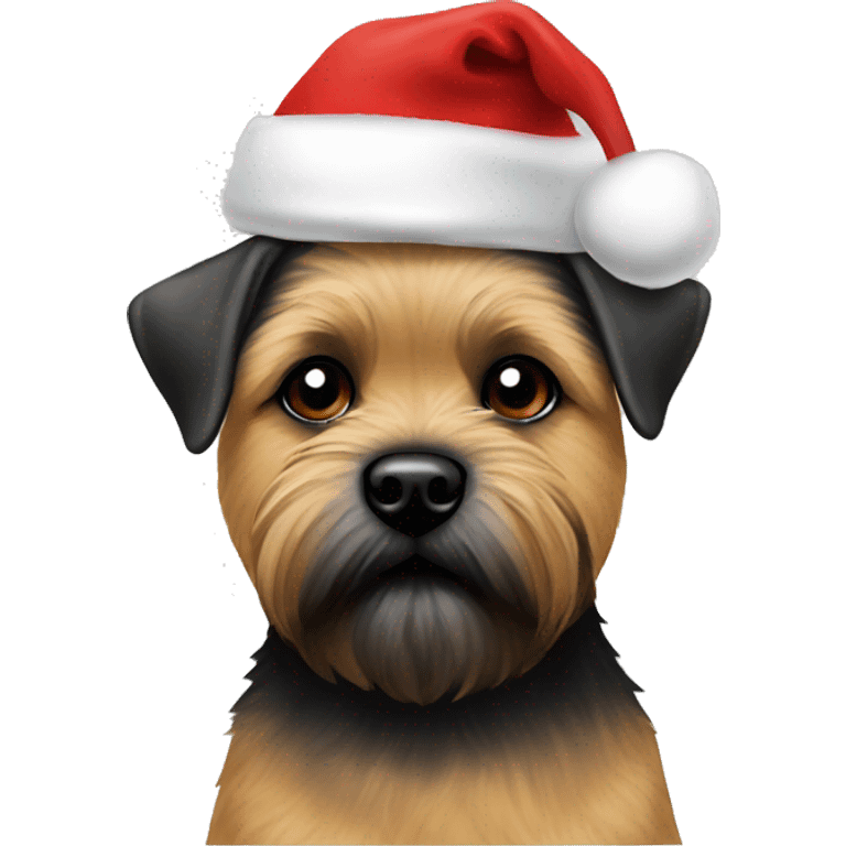 Border terrier black muzzle Santa hat  emoji