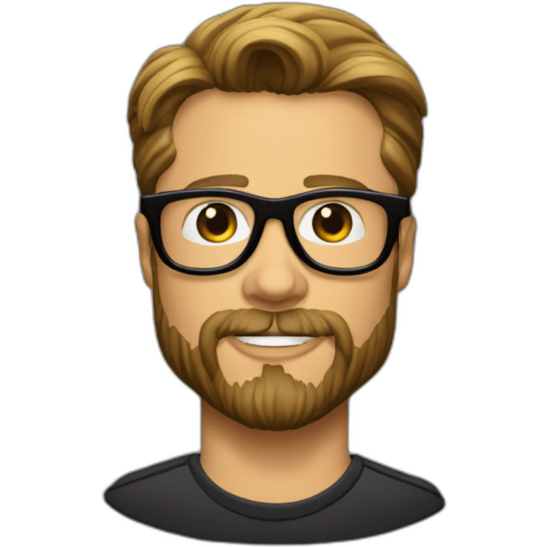 Brad Pitt with beard and spectacles (black frame) emoji