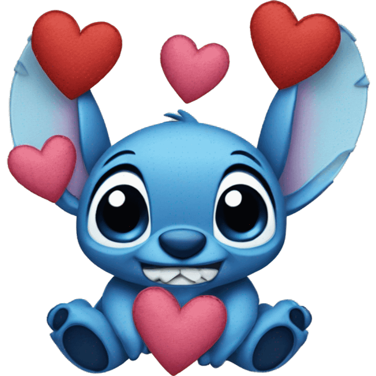 Stitch with hearts emoji