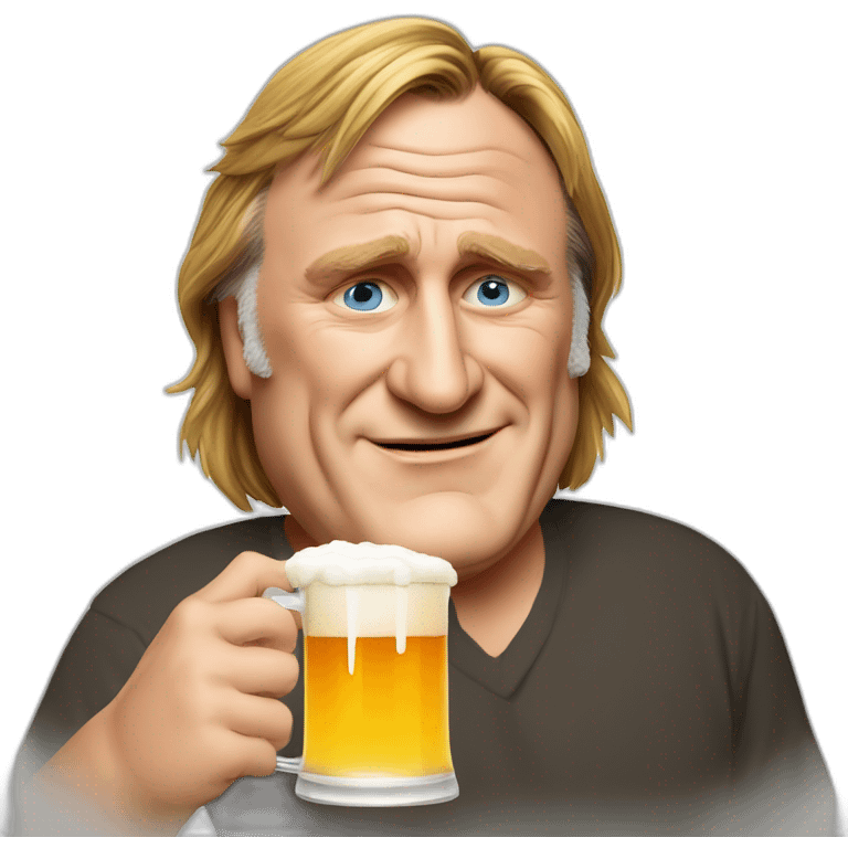 Gerard depardieu with beer emoji