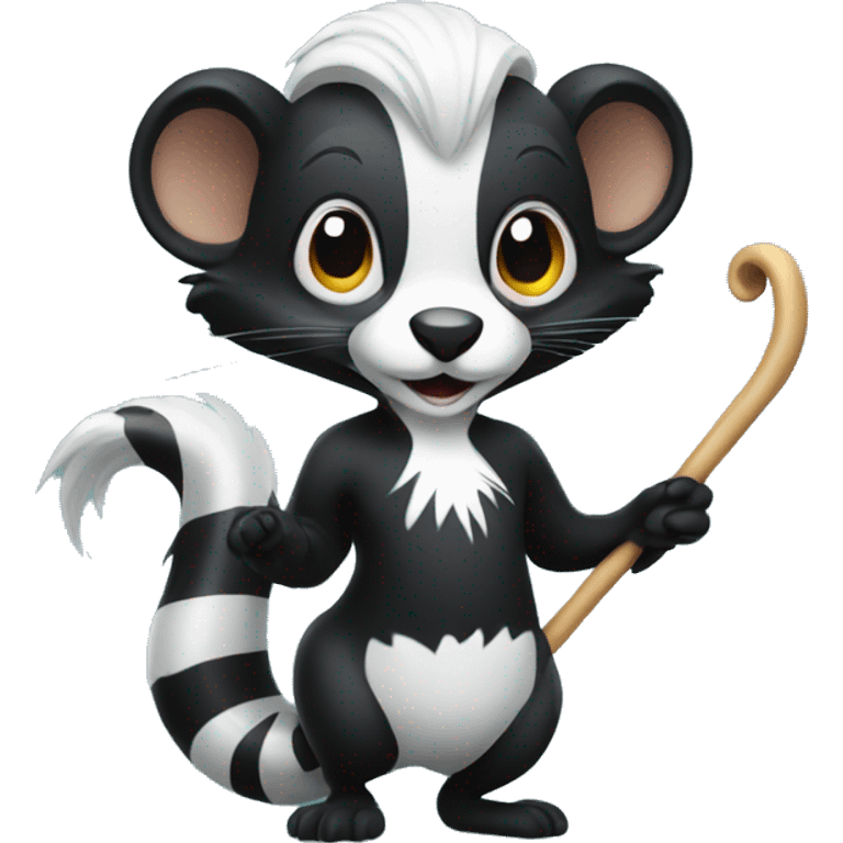 Skunk with fancy cane emoji