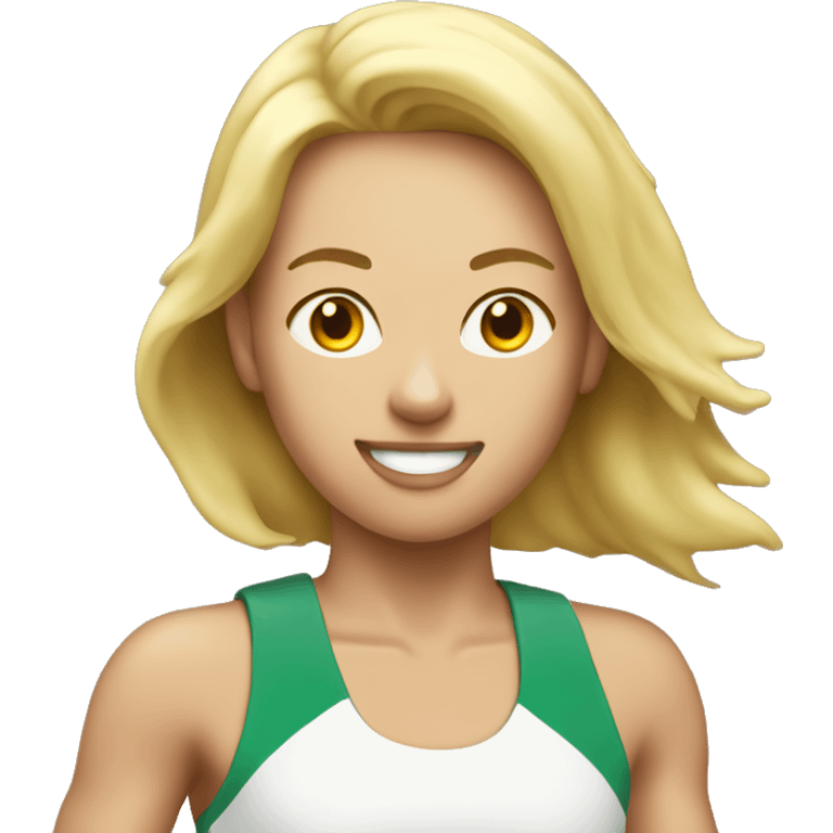 Blonde marathon runner with bib women emoji