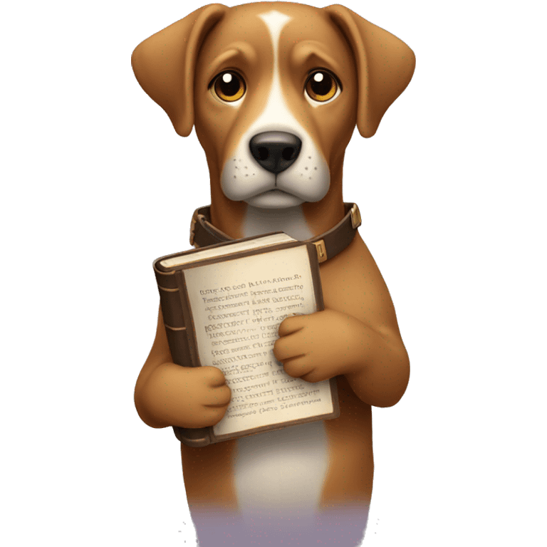 An dog holding a Bible emoji