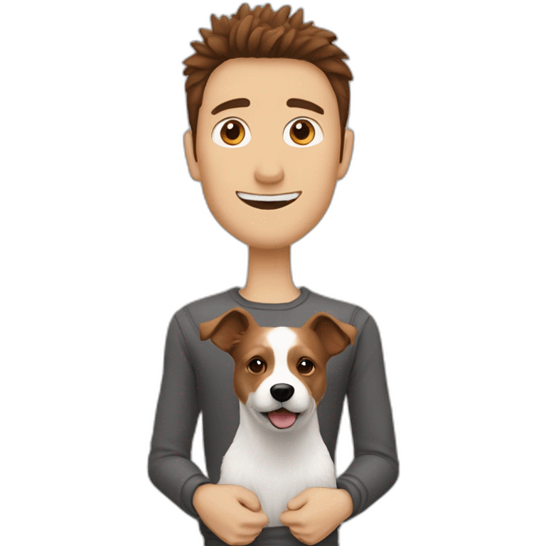 Man with brown hair spiky with jack russell terrier emoji