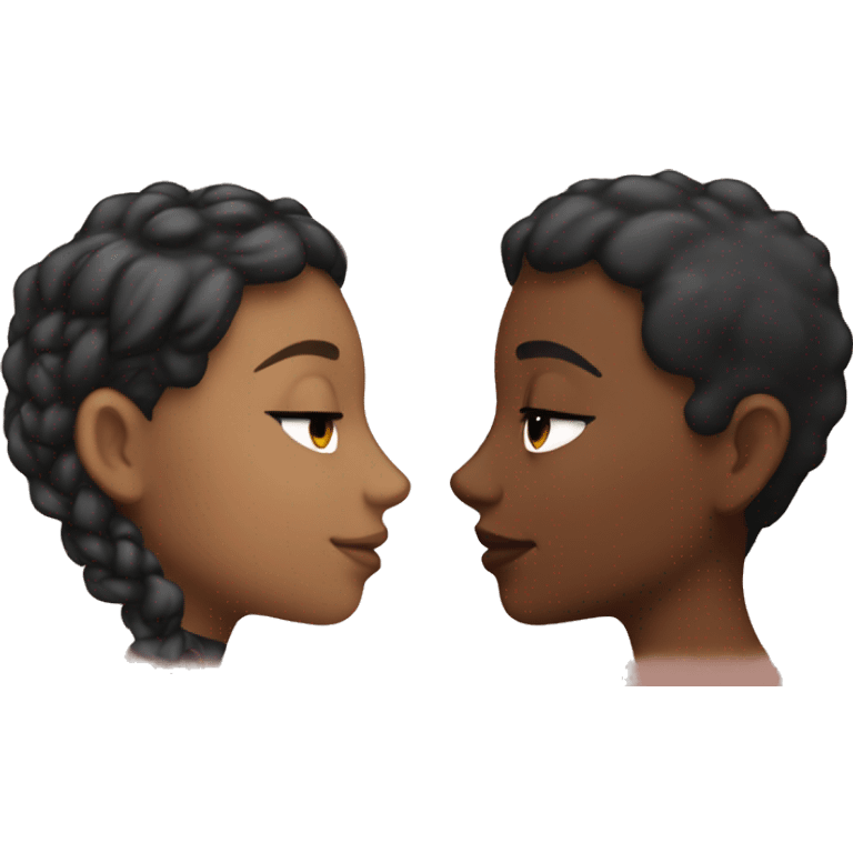 Lesbians kiss interracial couple emoji