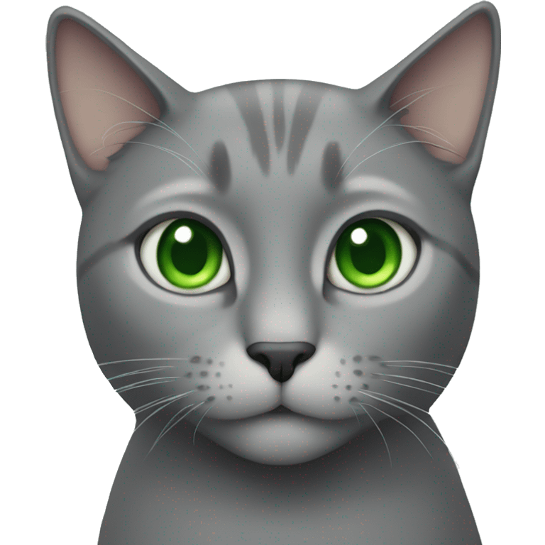 Grey cat with green eyes emoji