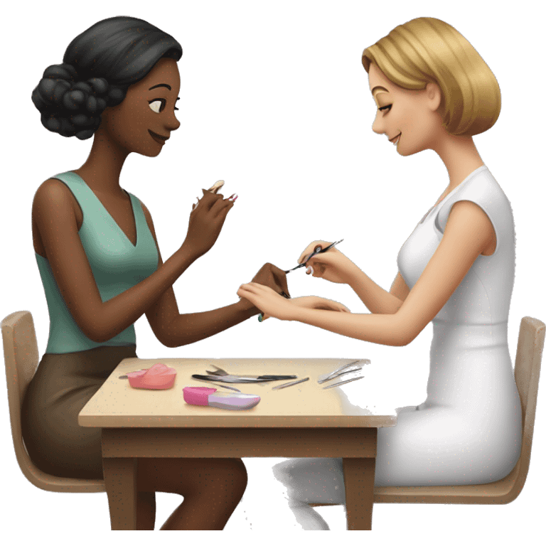 woman doing a manicure to another woman emoji