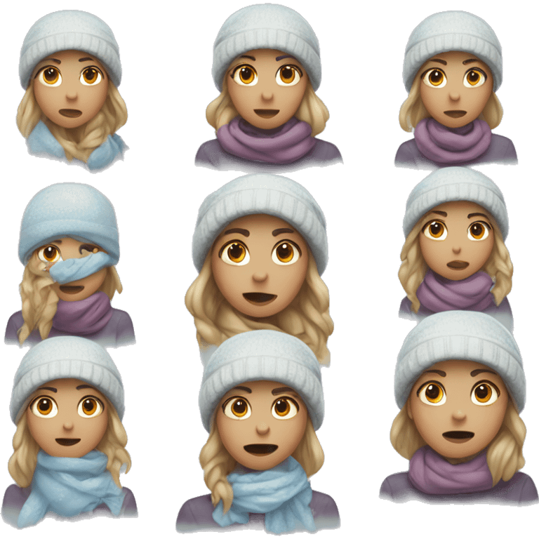 Girl in toque freezing her face off emoji