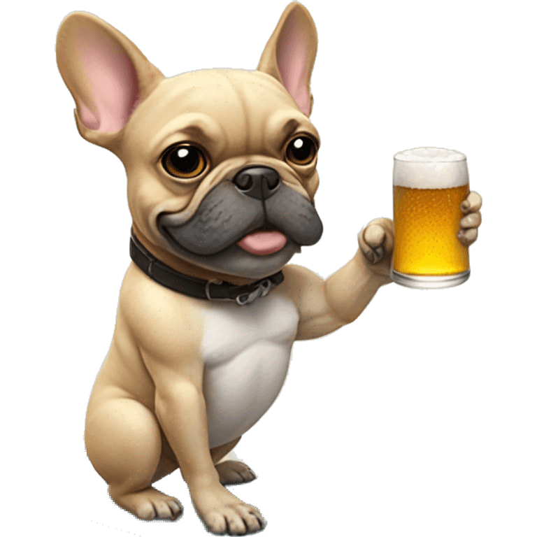 French bulldog riding a surf board with a beer in hand  emoji