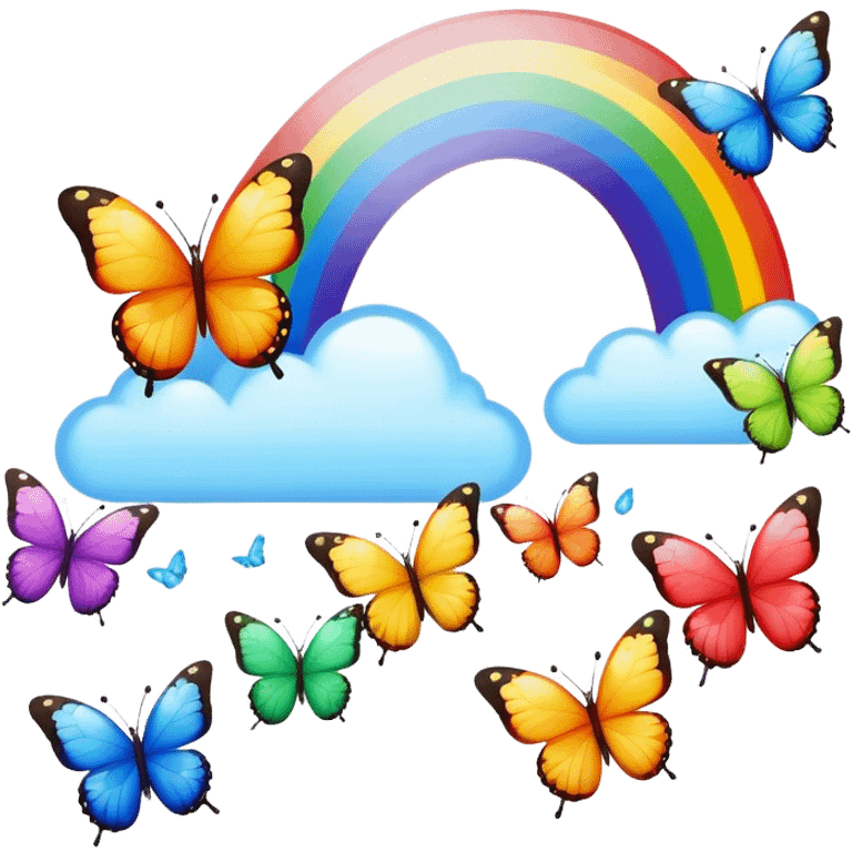 Rainbow with butterflies  emoji