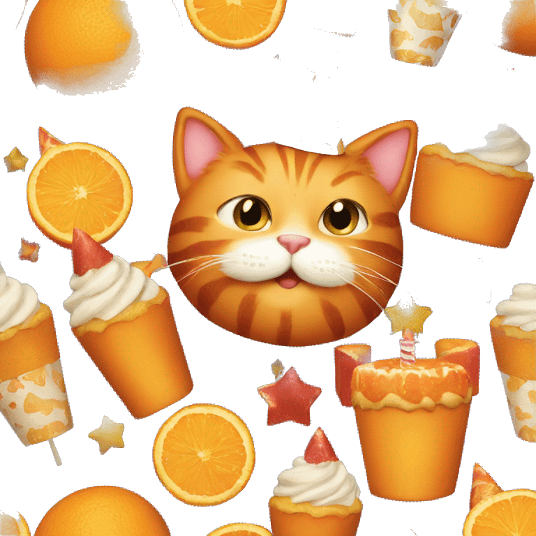 orange cat birthday celebration emoji