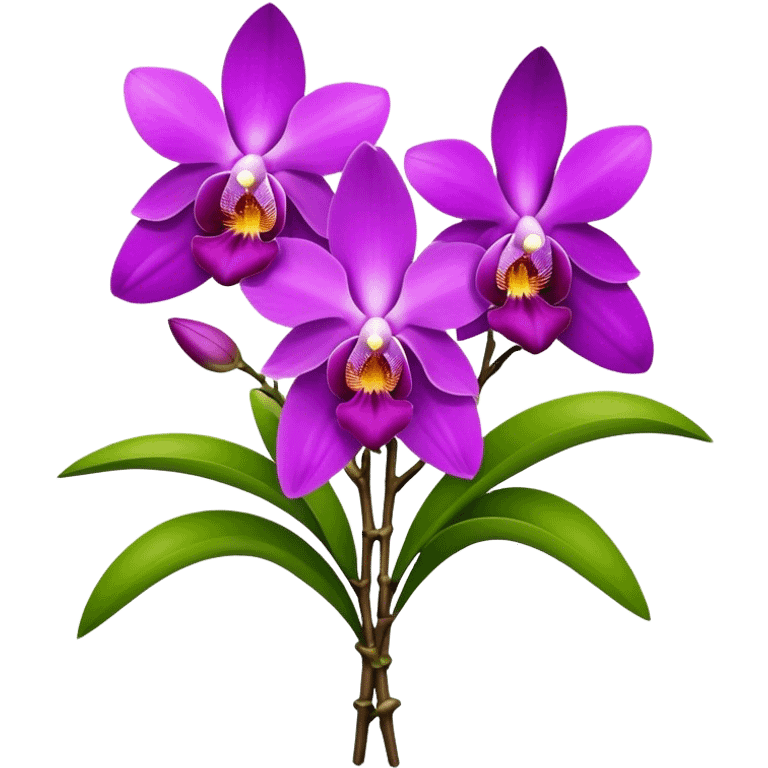 big bouquet Dendrobium Orchid flower, stem, leaf emoji