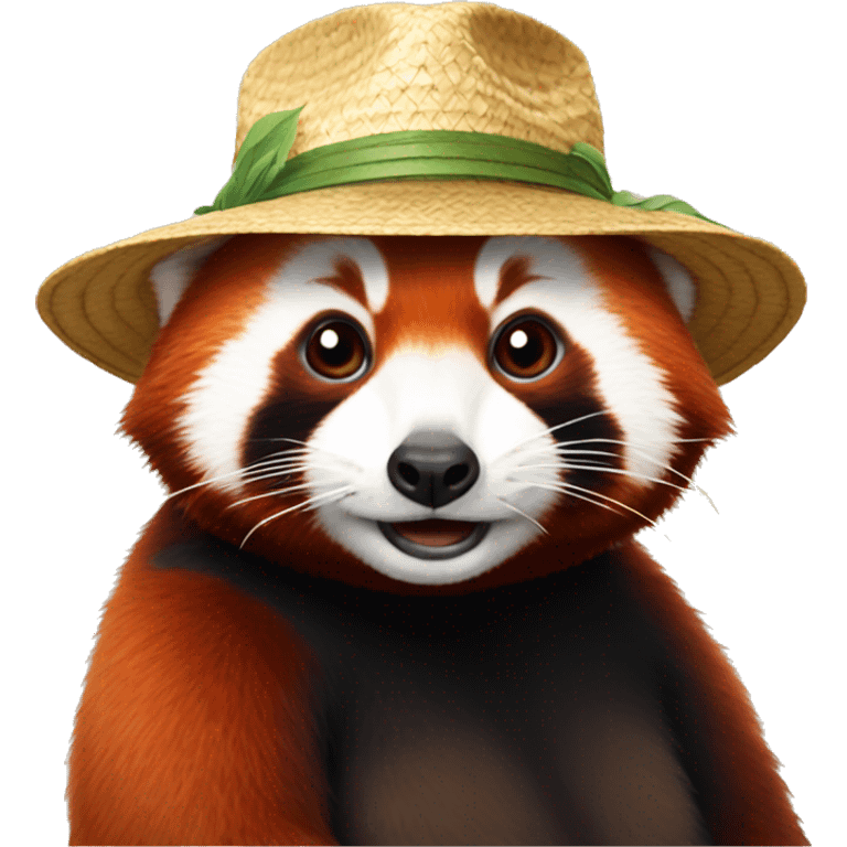 Red panda with straw hat emoji