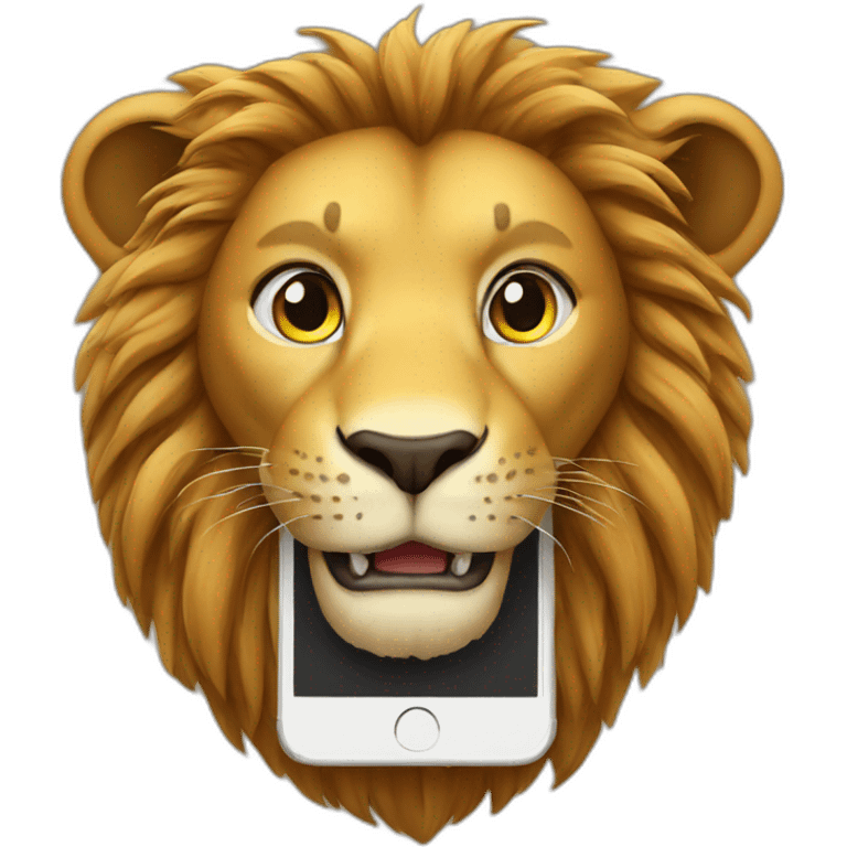 lion holding an Iphone emoji