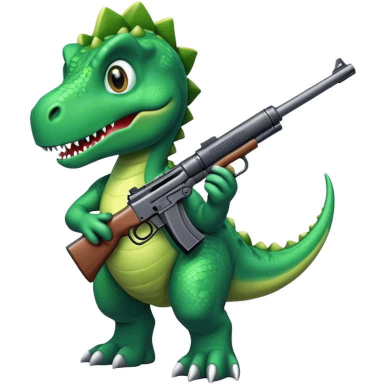 Dinosaur holding a gun emoji