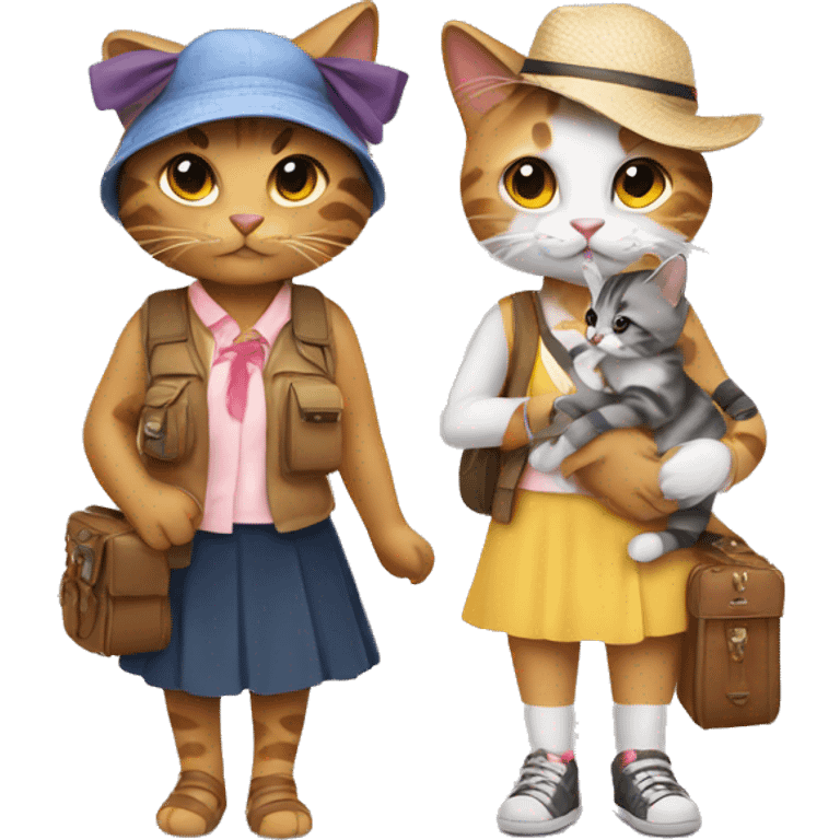 2 girl cats dressed up as tourists emoji