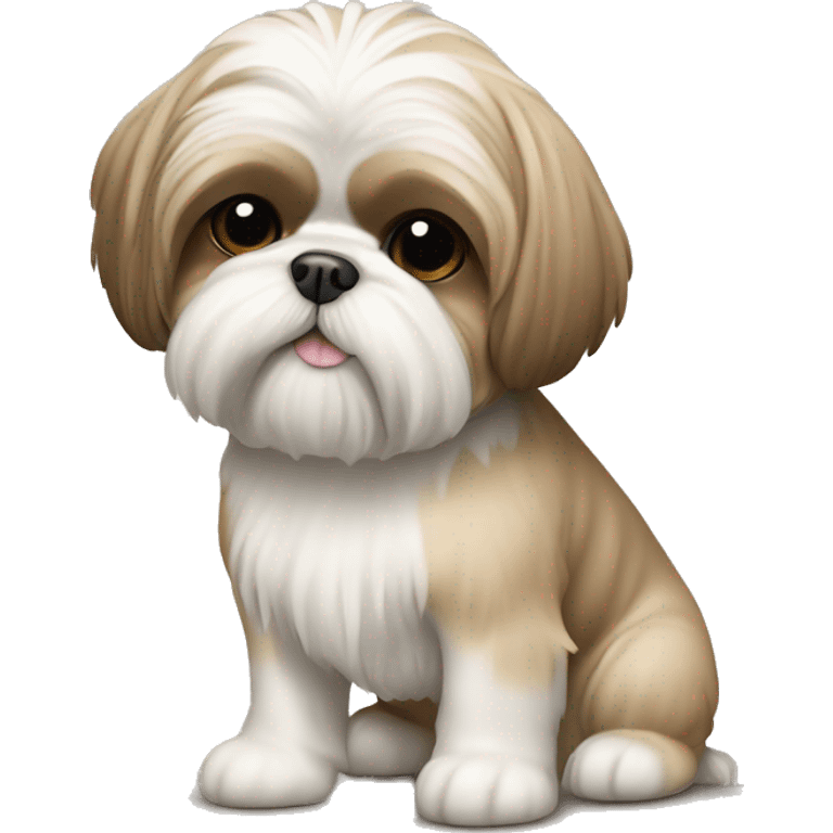 Beige color Shih tzu dog with sleeveless sweater emoji