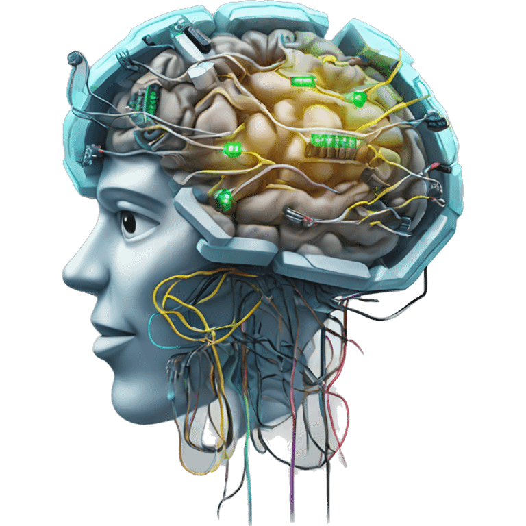 Cyborg brain with circuitry and wires emoji