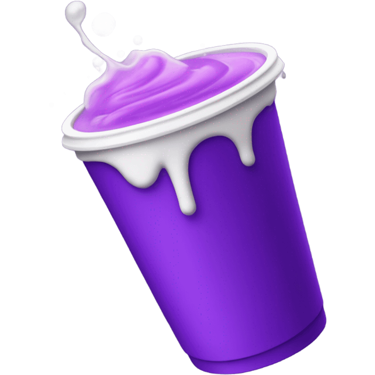 a foam cup filled with purple drink pouring out emoji