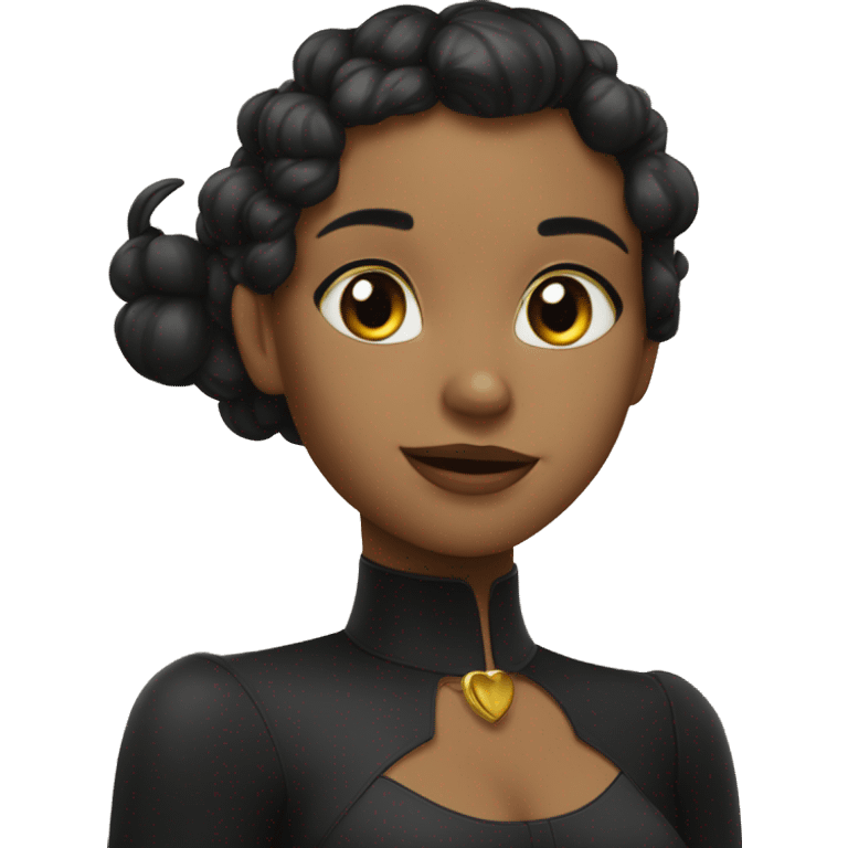 Gato negro con una chica pelo negro lacio y piel clara emoji