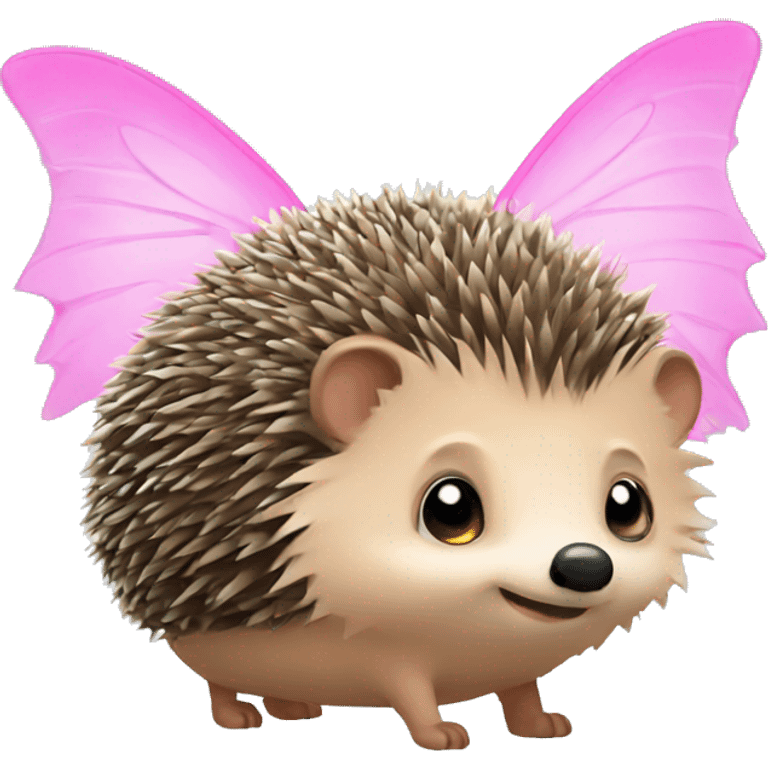 a hedgehog with pink butterfly wings emoji