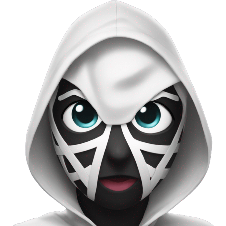 spider gwen wearing a mask and hood emoji