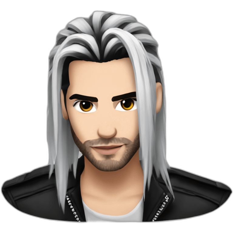 Bill Kaulitz highlights with hair down emoji