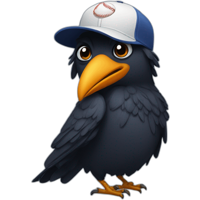 Crow with glasses and baseball hat emoji