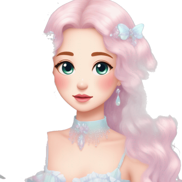 Dreamy pretty VOGUE elegant kawaii shiny blushing shy pastel lady pastelcore kawaii beautiful hair fairycore cottagecore jewels trending aesthetic emoji