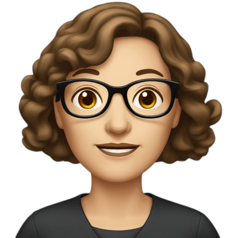 50 year old french women with brown hair and rond glasses emoji