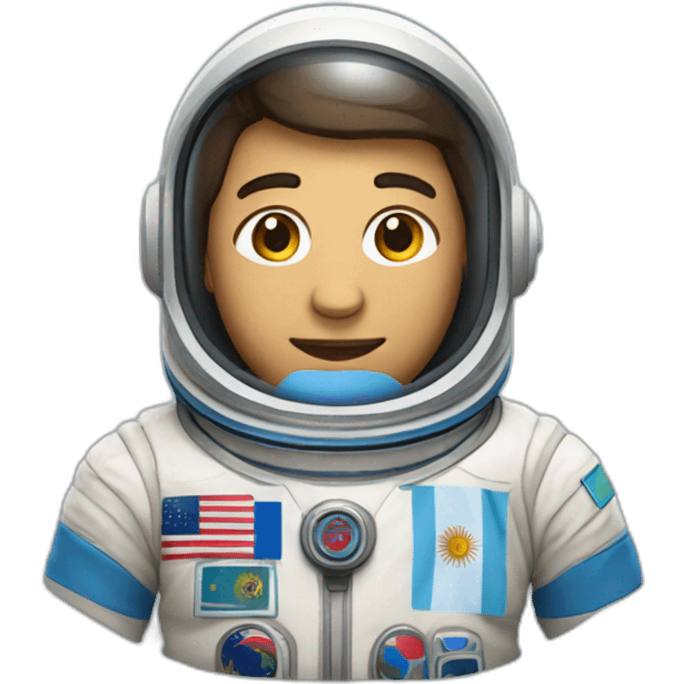 head of an astronaut with olive skin color with argentina flag in the suit emoji