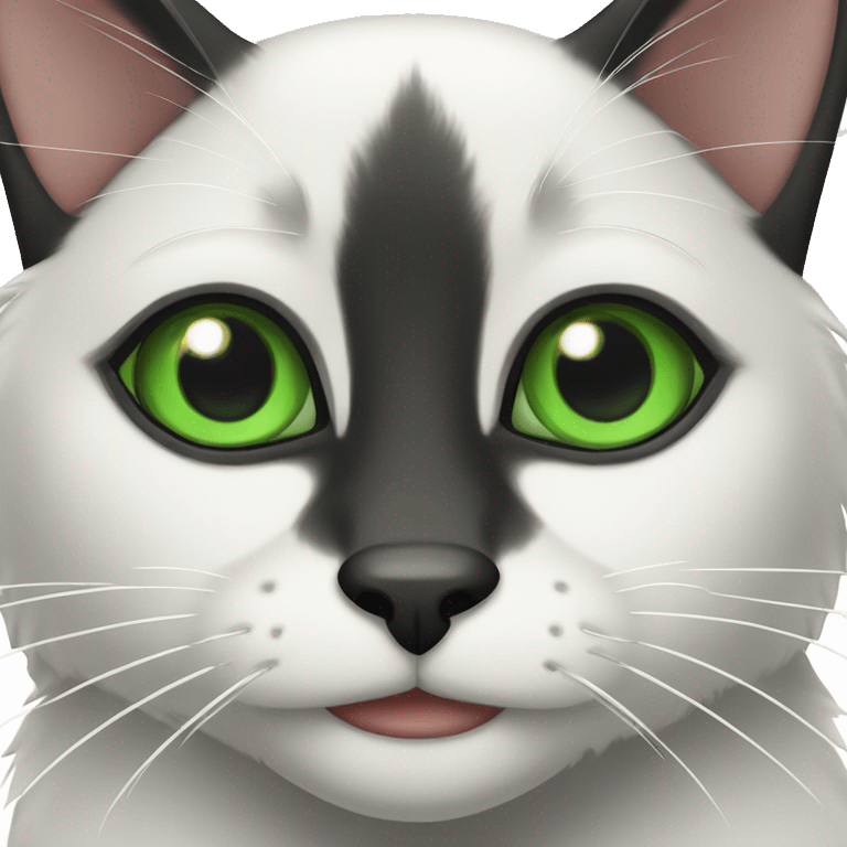 black cat with green eyes and white around the lips  emoji