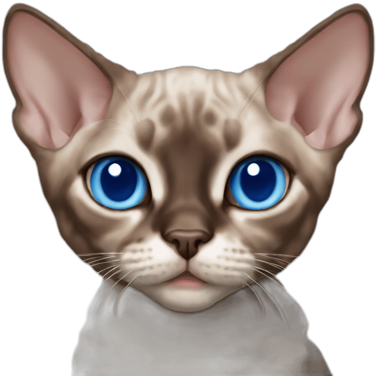 chocolate point devon rex cat with blue eyes emoji