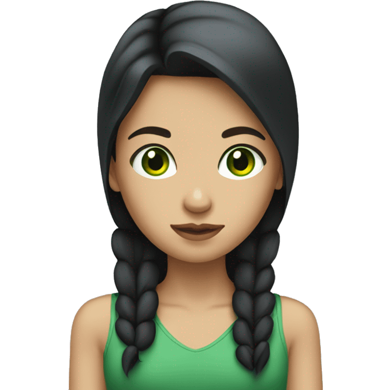 Girl with dark straight hair and green eyes emoji