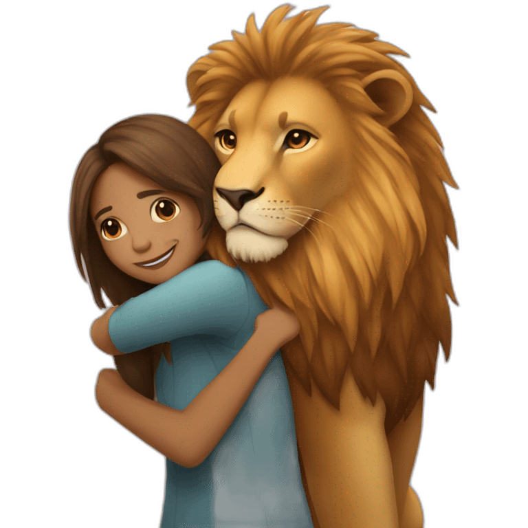 Lion and girl hugging emoji