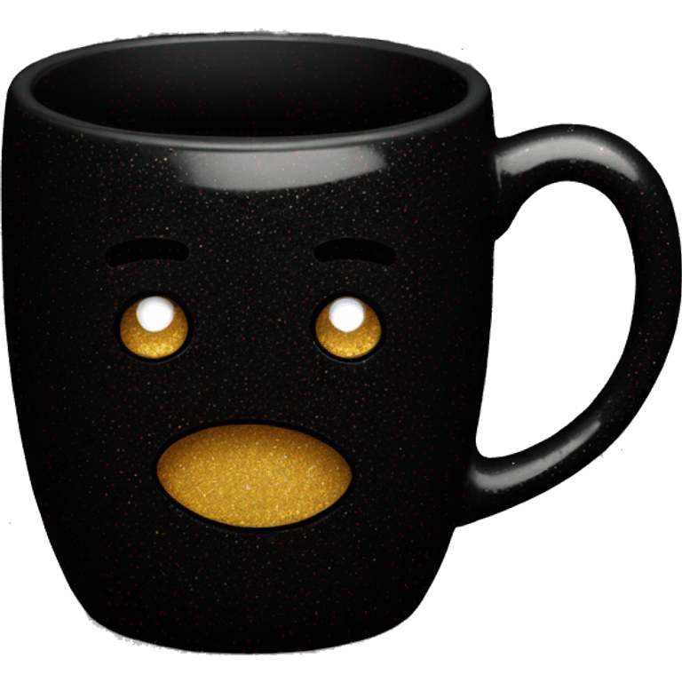 empty black mug with glitter emoji