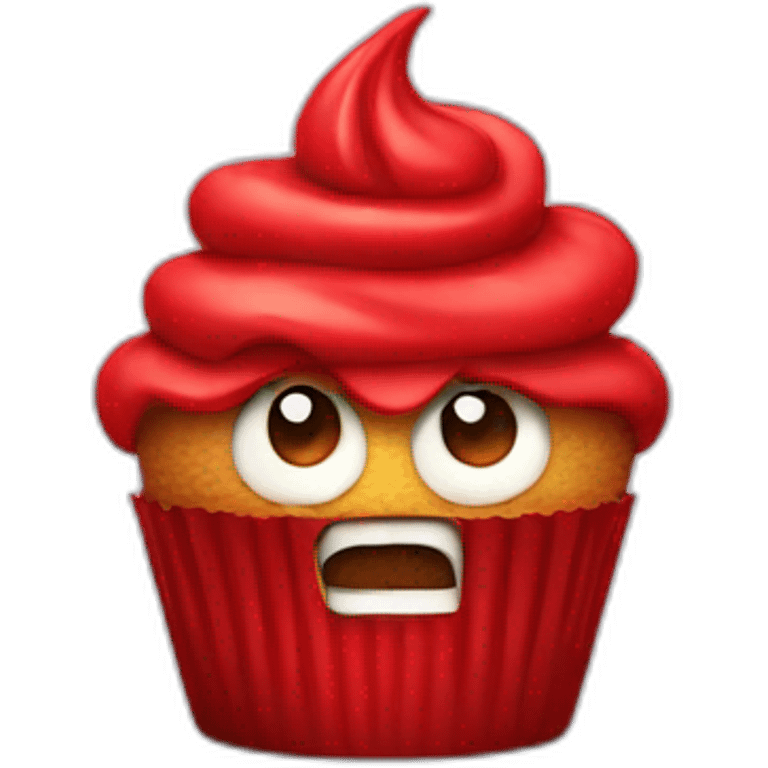 Angry red cupcake emoji