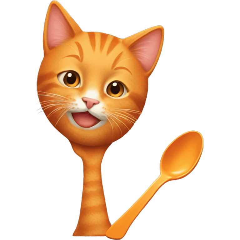 Orange cat holding spoon emoji