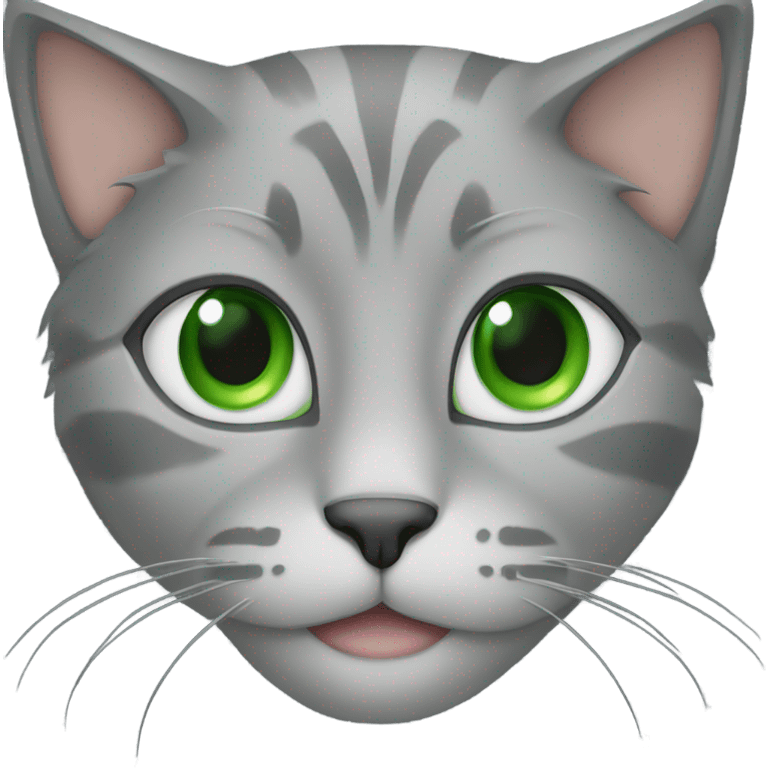 Gray gutter cat with green eyes emoji