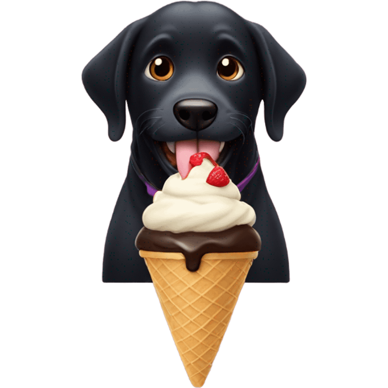 black dog eating ice cream  emoji