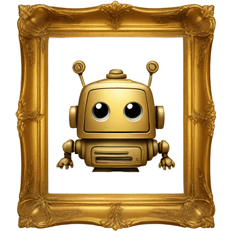 cute robot in a vintage gold frame emoji